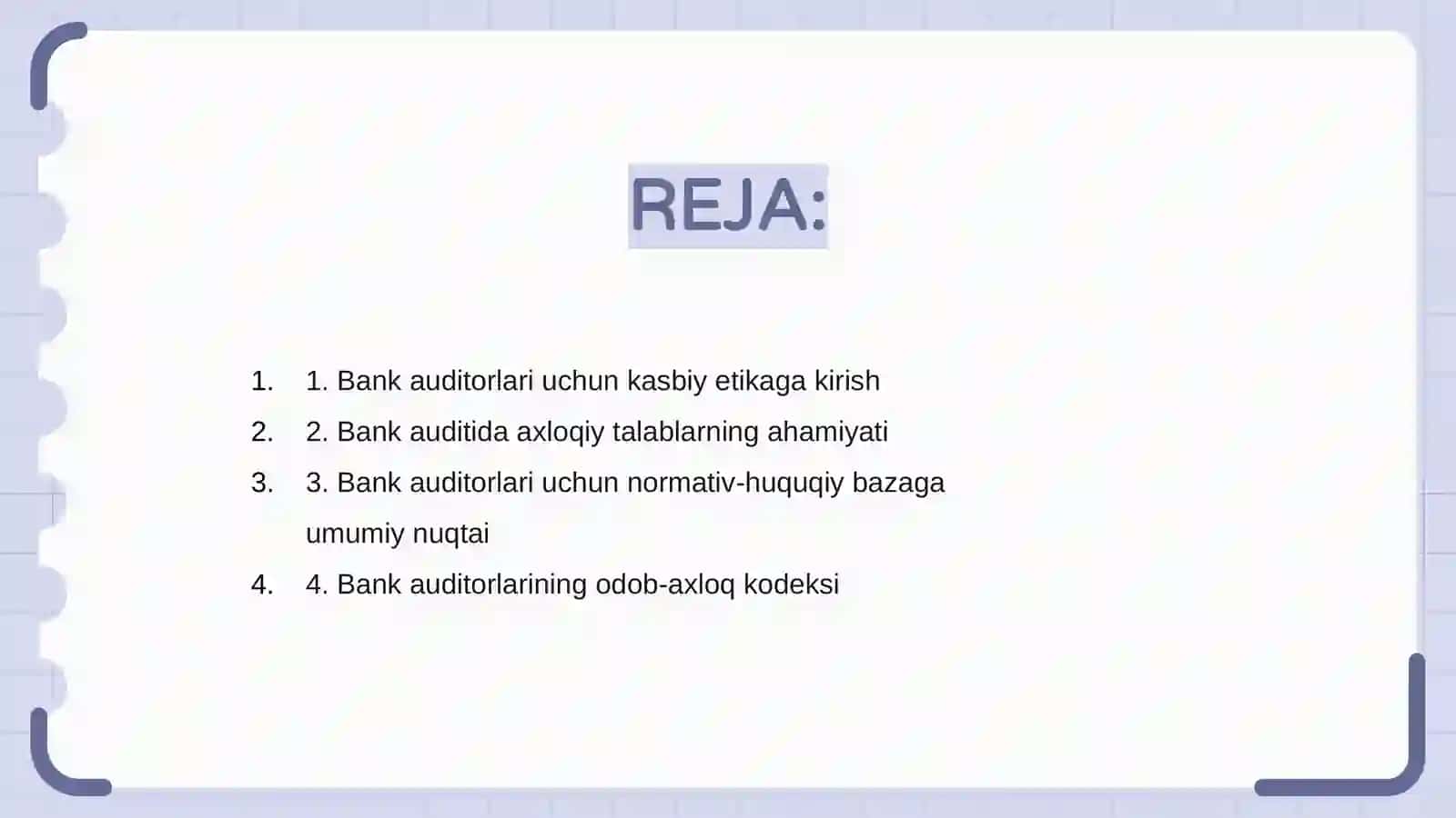 Bank auditorlariga kasbiy etika talablari 2