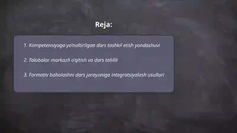Kompetensiyaga yo‘naltirilgan dars tashkil etish yondashuvi 2