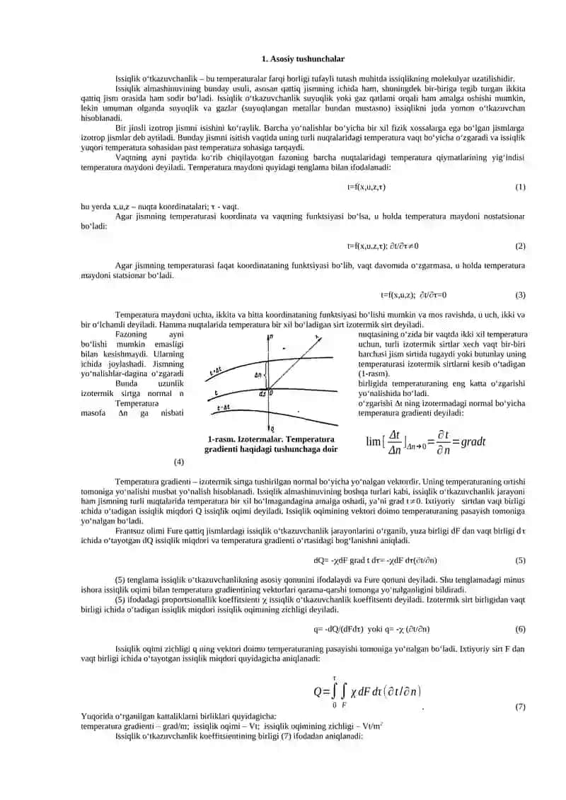 Issiqlik o‘tkazuvchanlik xodisasi 2