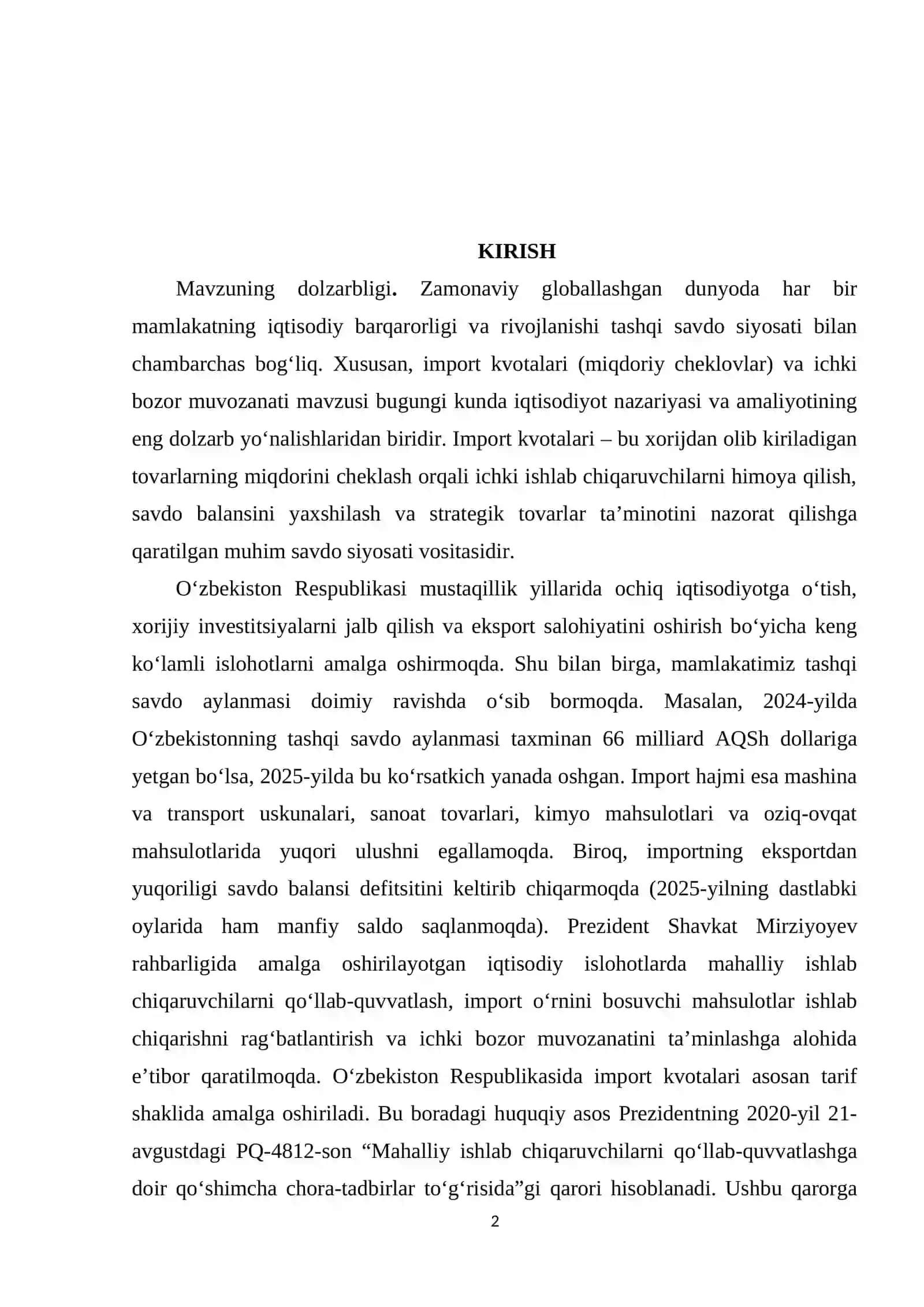 Import kvotalari va ichki bozor muvozanati 2