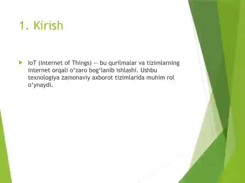 IoT tizimlari va ularning boshqaruvi 2