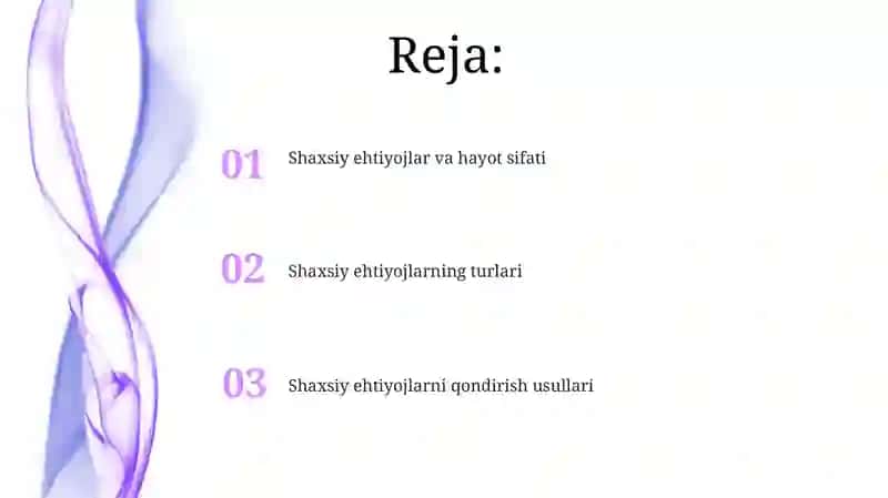 Shaxsiy ehtiyojlarning turlari 2