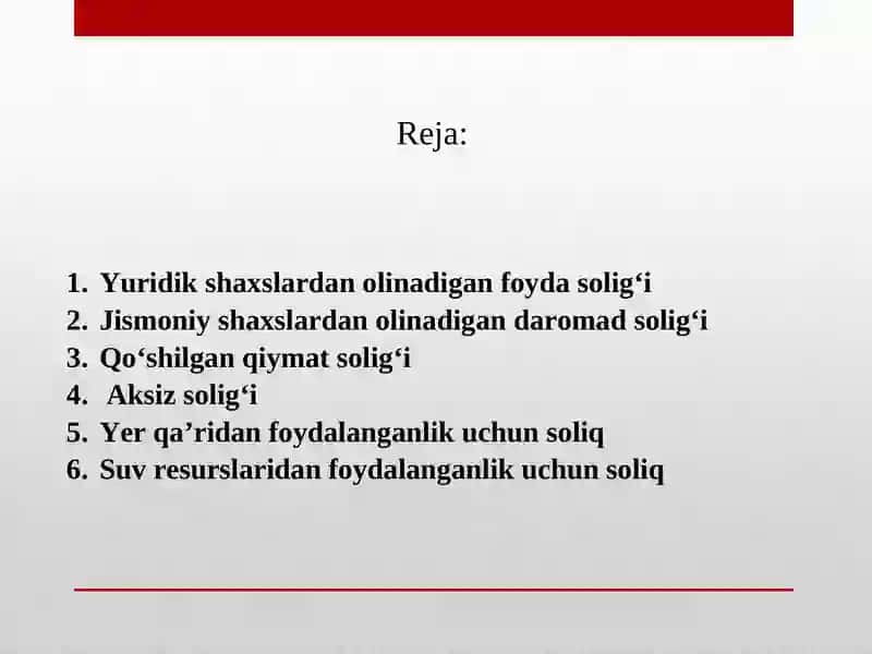 Umumdavlat soliqlarining umumiy tavsifi 2