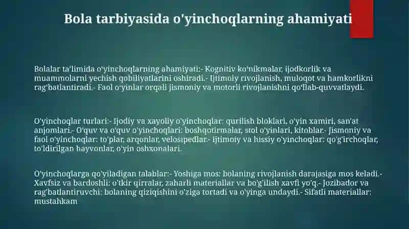OʻYinchoqning Ahamiyati 2
