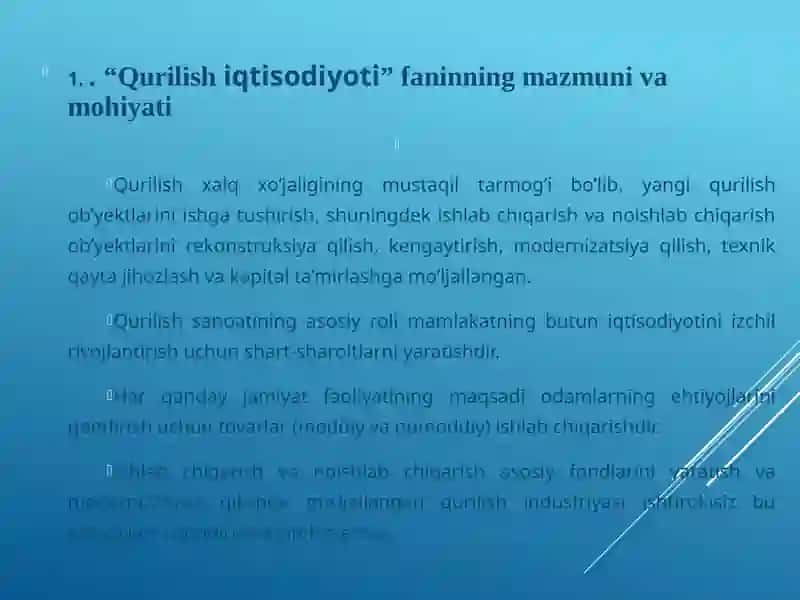 Qurilish iqtisodiyoti 2