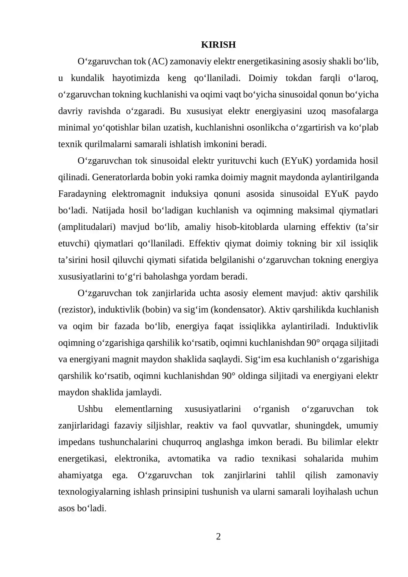 BIR FAZALI SINUSOIDAL TOK ZANJIRLARI VA ULARNI HISOBLASH 2