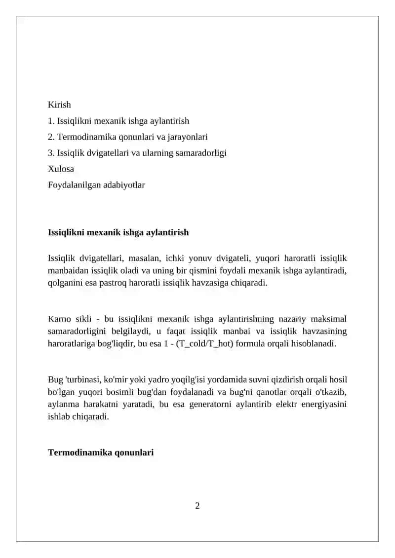 Issiqlikni mexanik ishga aylanishi 2
