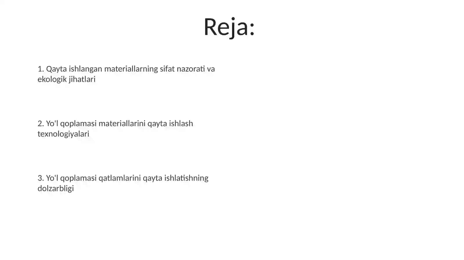 Yo'l to'shamasi qatlamlari materiallarini takroriy ishlatish 2