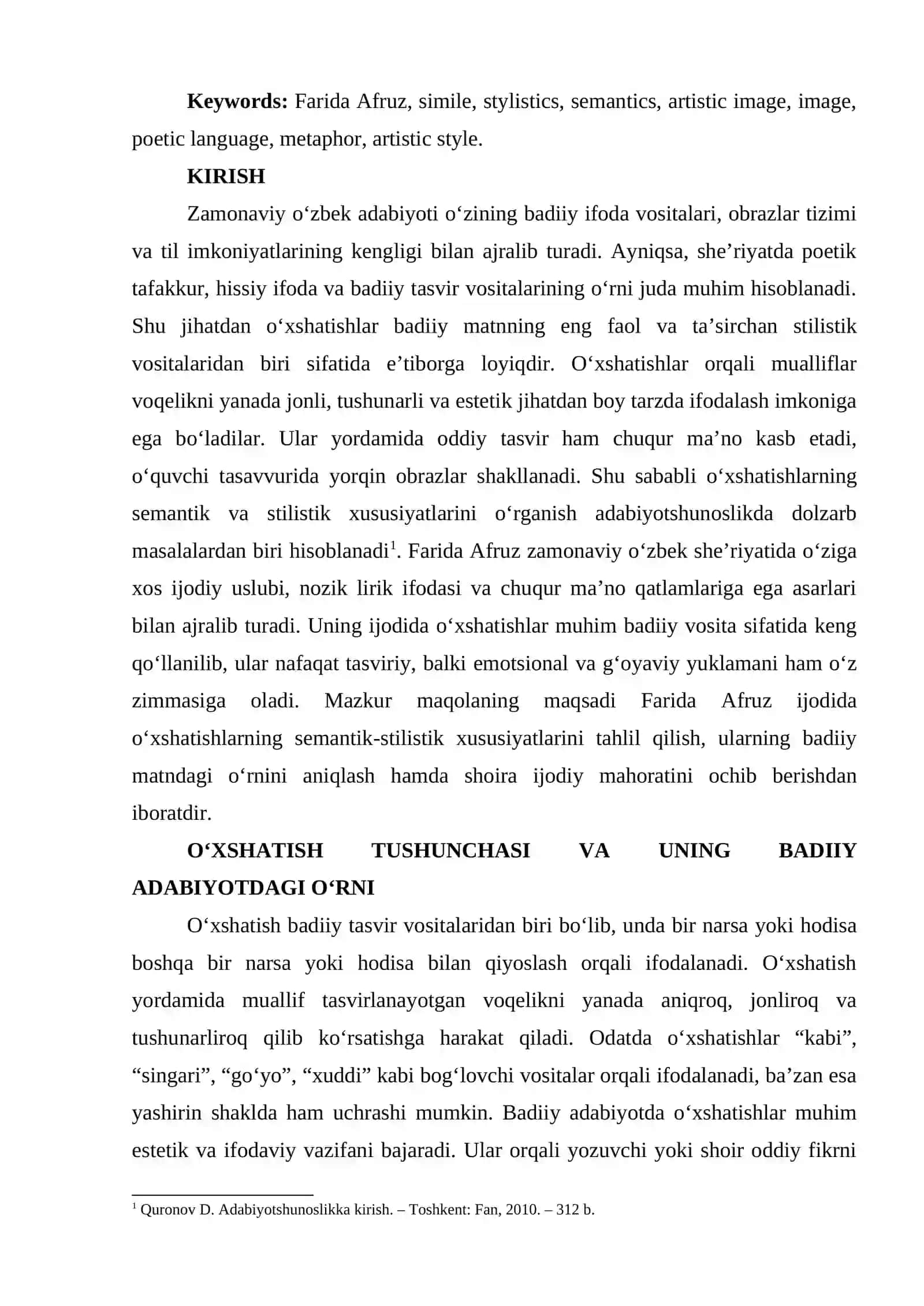 FARIDA AFRUZ IJODIDA O‘XSHATISHLARNING SEMANTIK-STILISTIK XUSUSIYATLARI 2
