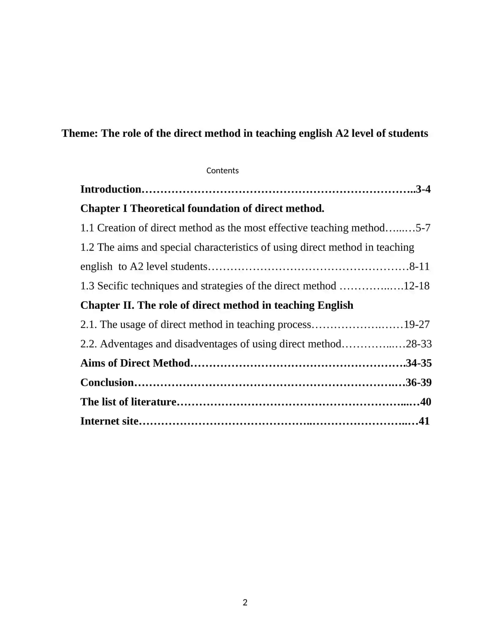 The role of the direct method in teaching english A2 level of students 2