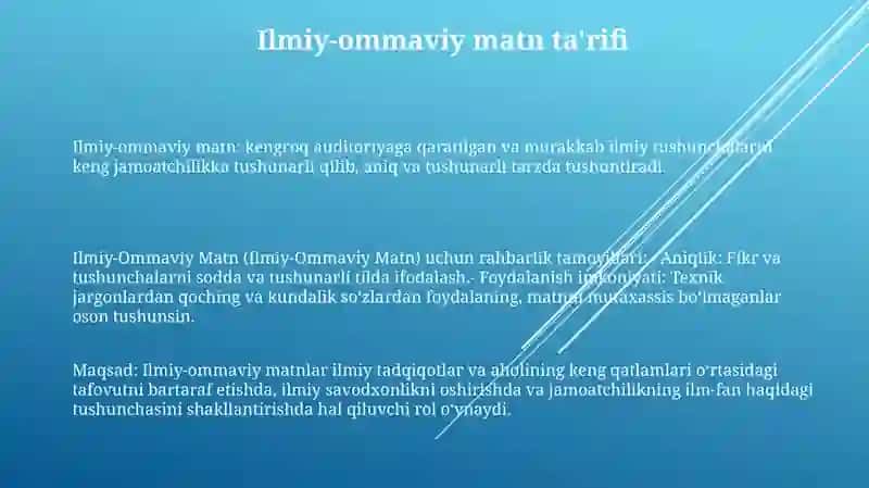 Ilmiy-Ommaviy Matn Tuzish Tamoyillari 2
