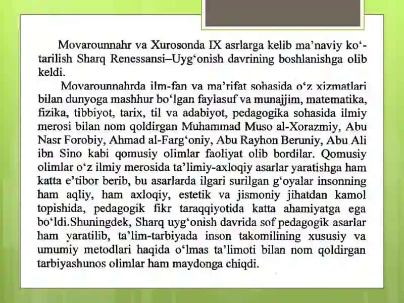 Al-Xorazmiyning matematika fanining rivojlanishi 2
