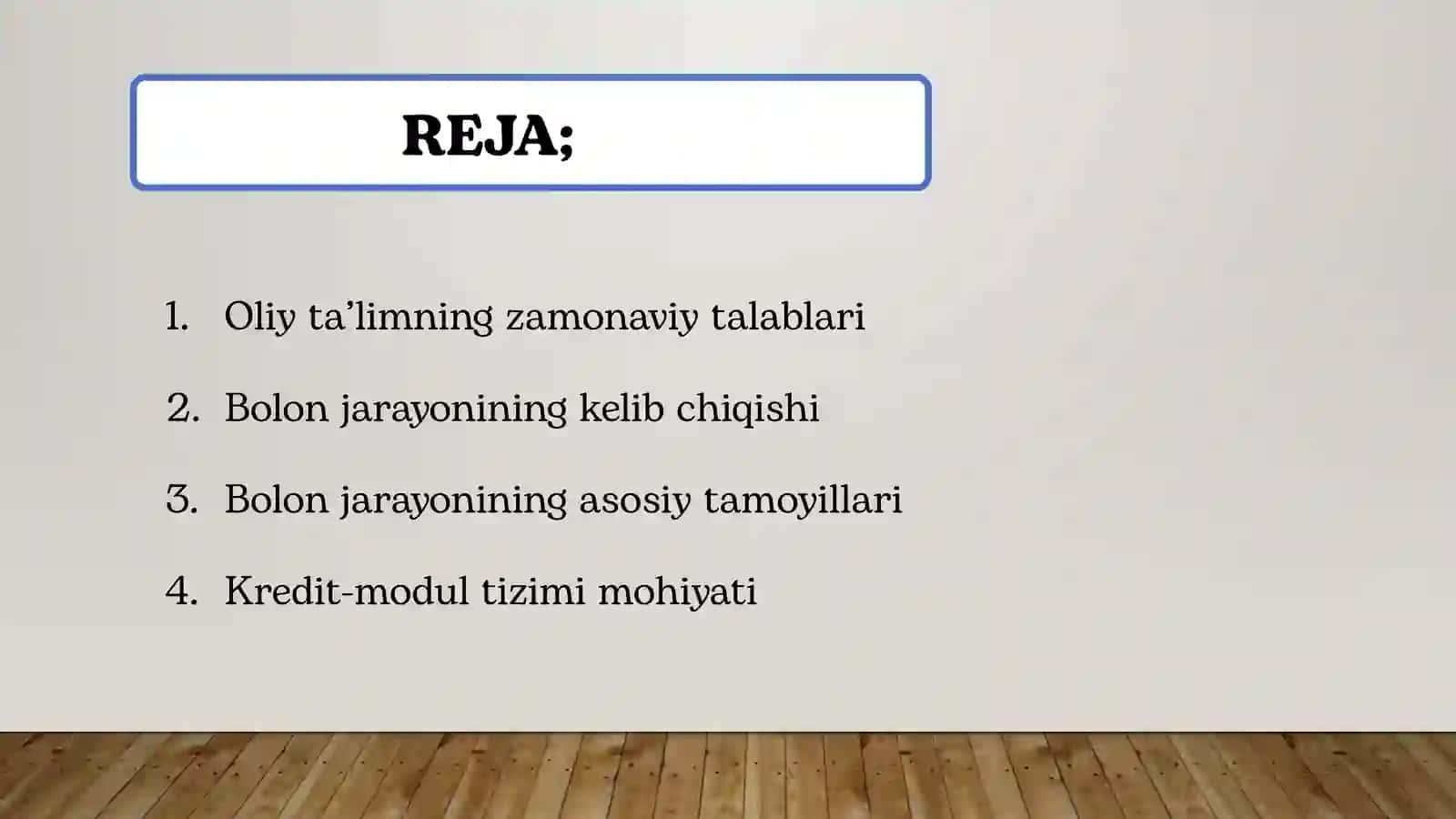 OLIY TA’LIM VA BOLON JARAYONLARI REJA 2