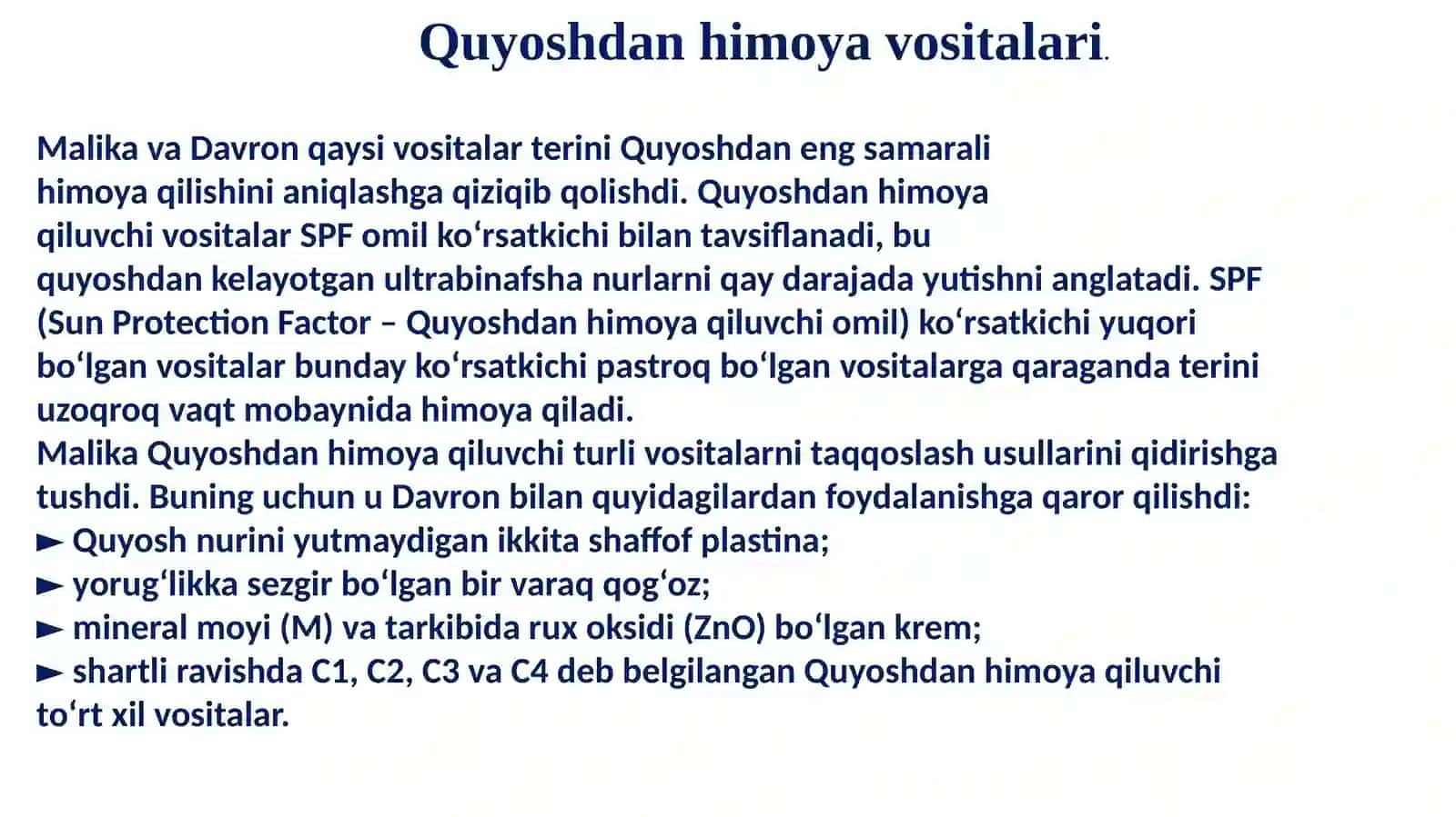 Quyoshdan himoya vositalari 2