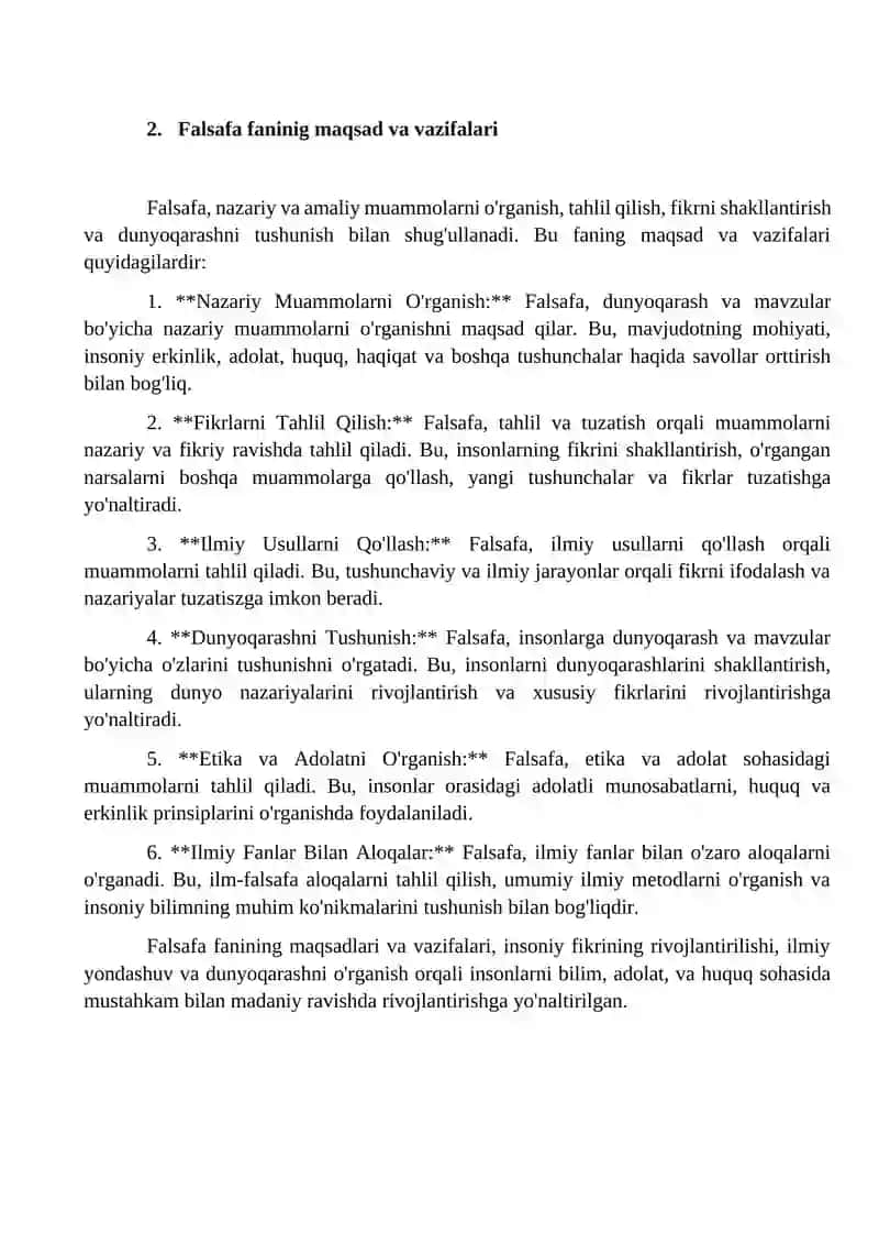 Falsafa fanining predmeti 2