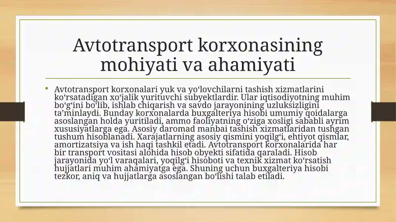 Avtotransport korxonaslarida buxgalteriya hisobi 2