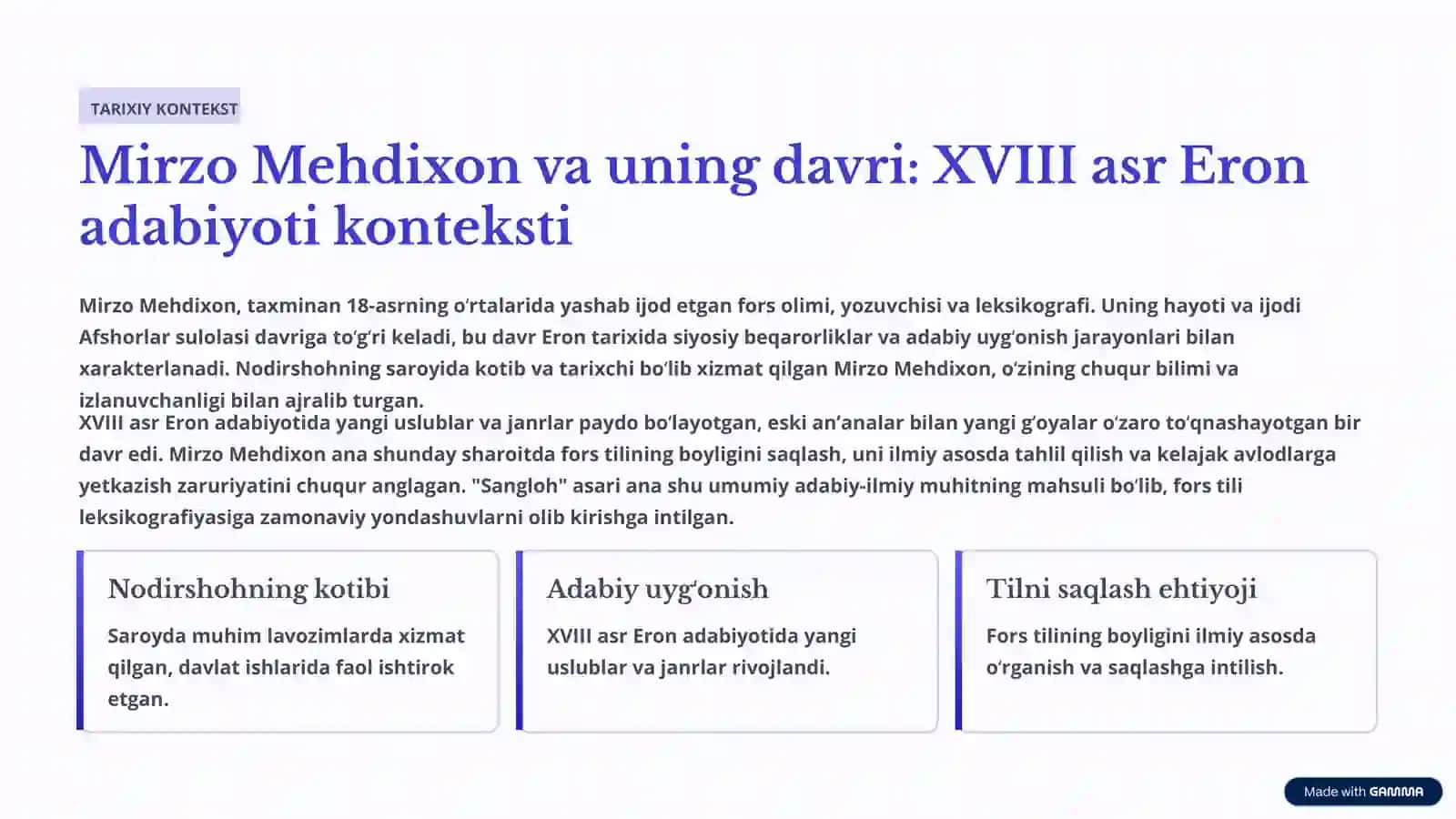 Mirzo Mehdixon "Sangloh" asari 2