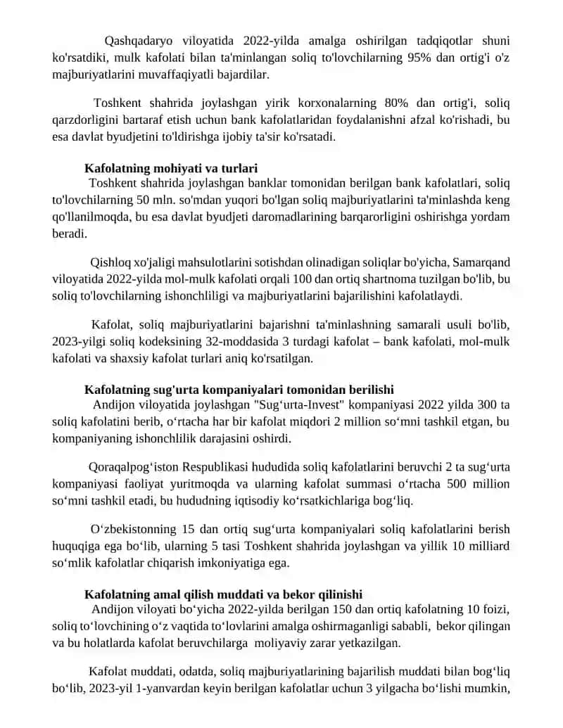 Soliq majburiyatlarining bajarilishini ta'minlash usuli 2