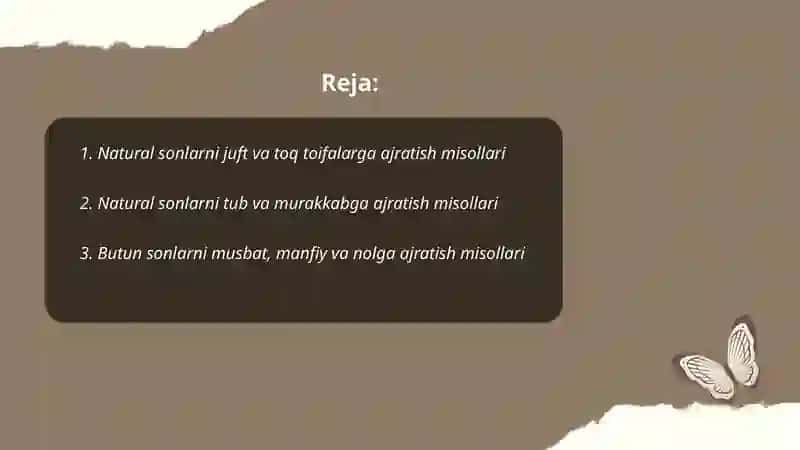 Toʻplamlarni sinflarga ajratishga oid misollar 2