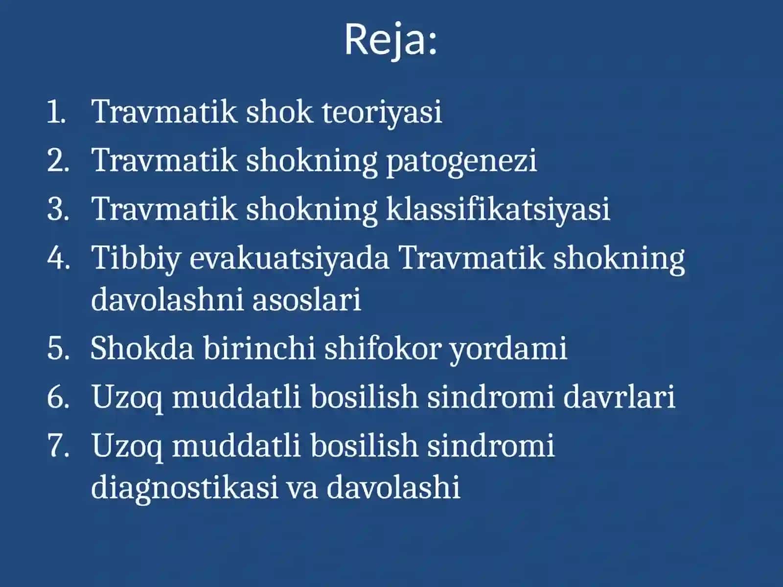 Travmatik shok.Uzoq vaqt bosilish sindromi 2
