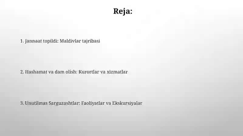 Maldiv orollari turizm reklamasi 2