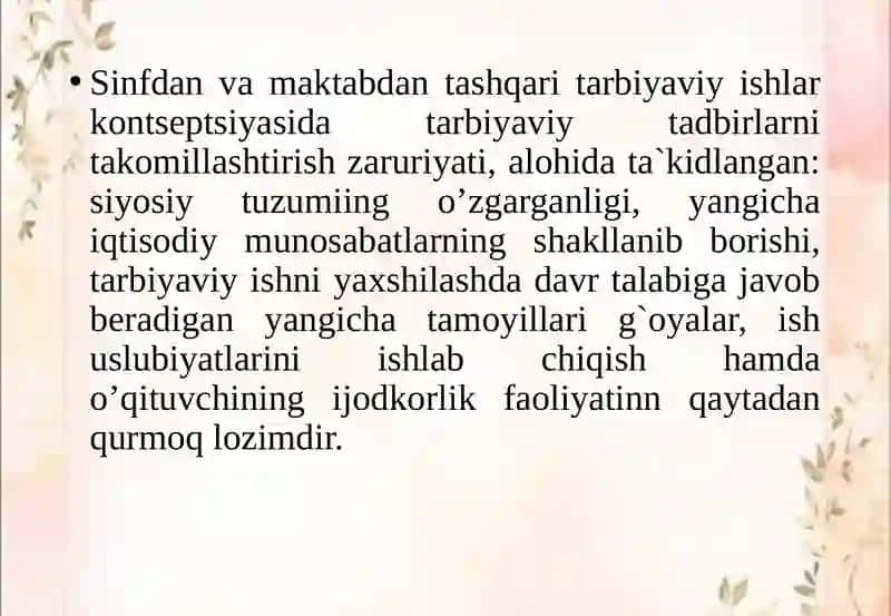 Sinfdan va maktabdan tashqaritarbiyaviy ishlar 2