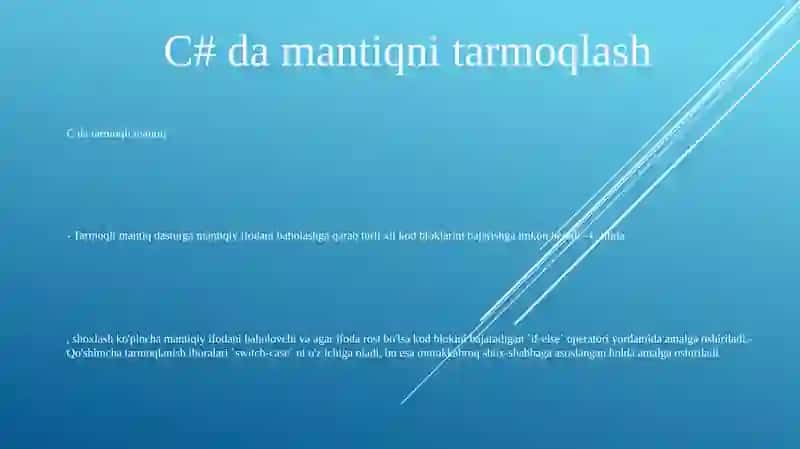 C# Dasturlash Tilida Tarmoqlanuvchi Jarayonlarni Dasturlash 2