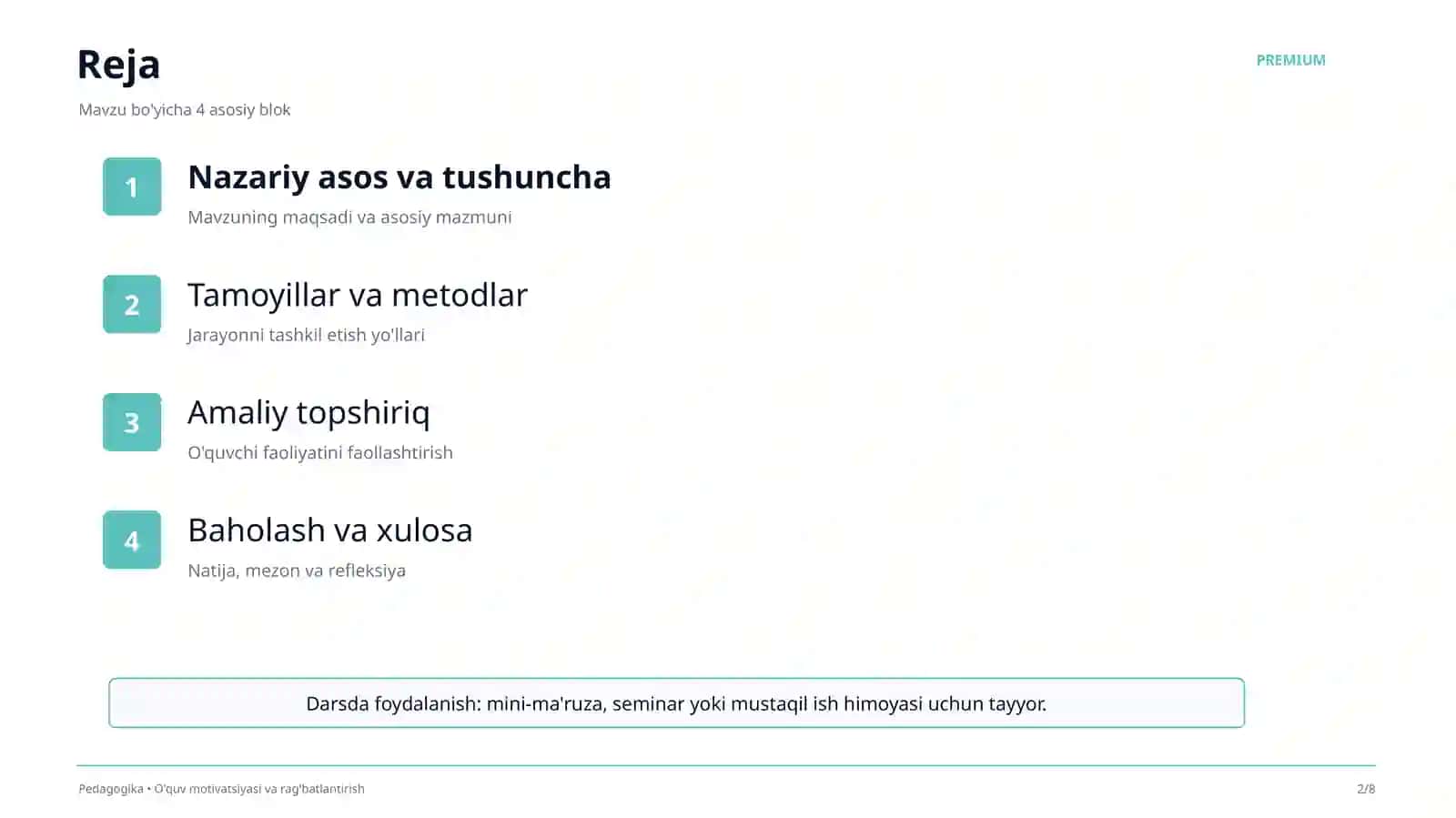 O'quv motivatsiyasi va rag'batlantirish 2