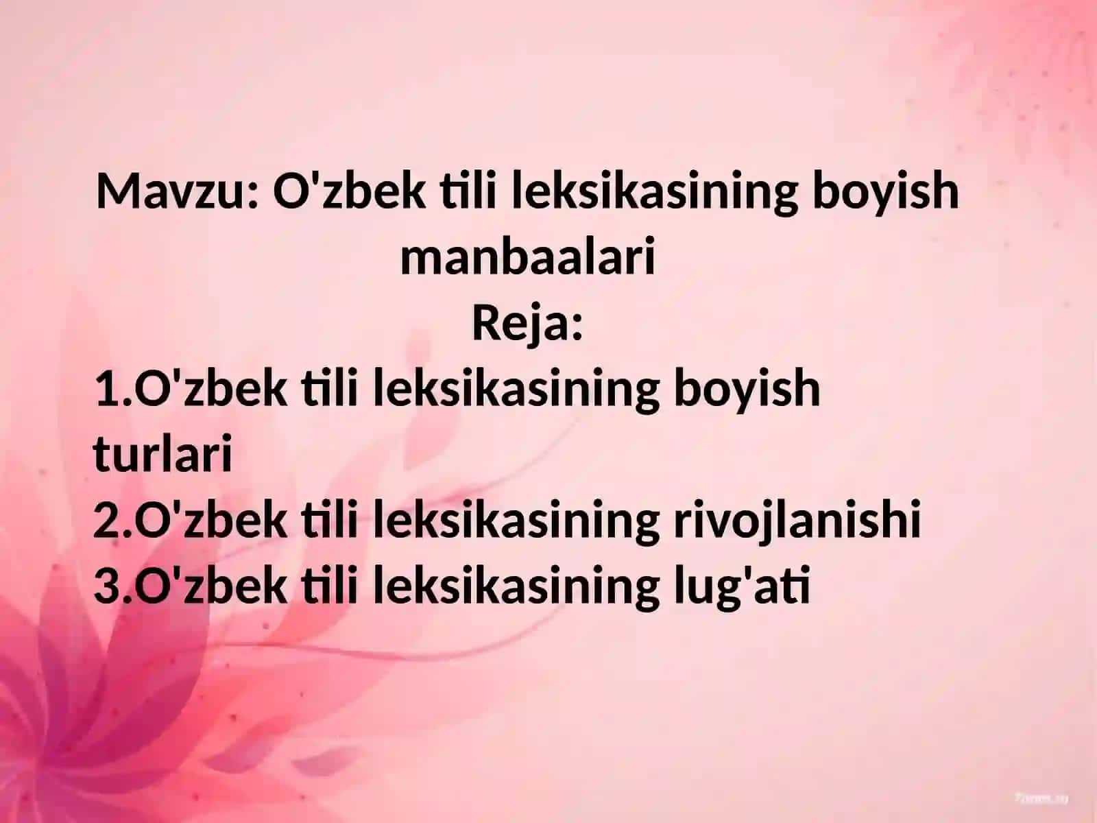 O'zbek tilining leksikasi 2