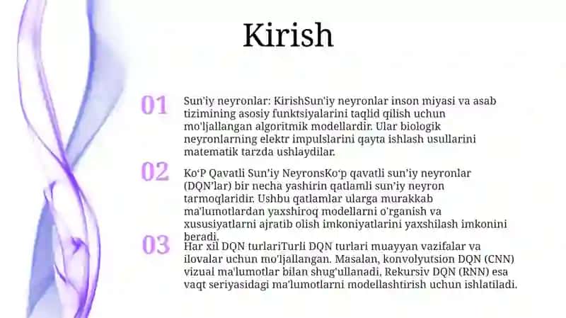KoʻP Qavatli SunʼIy Neyron Turlari 2