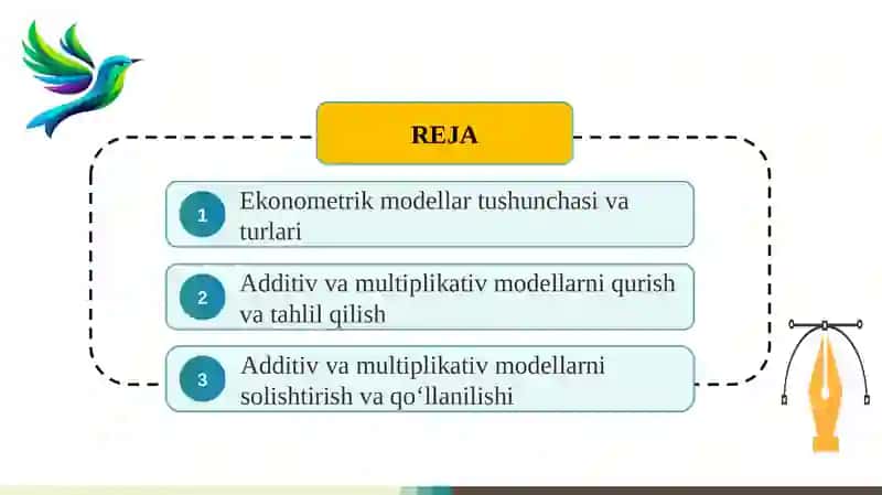 Additiv va multiplikativ ekonometrika modellarni tuzish 2