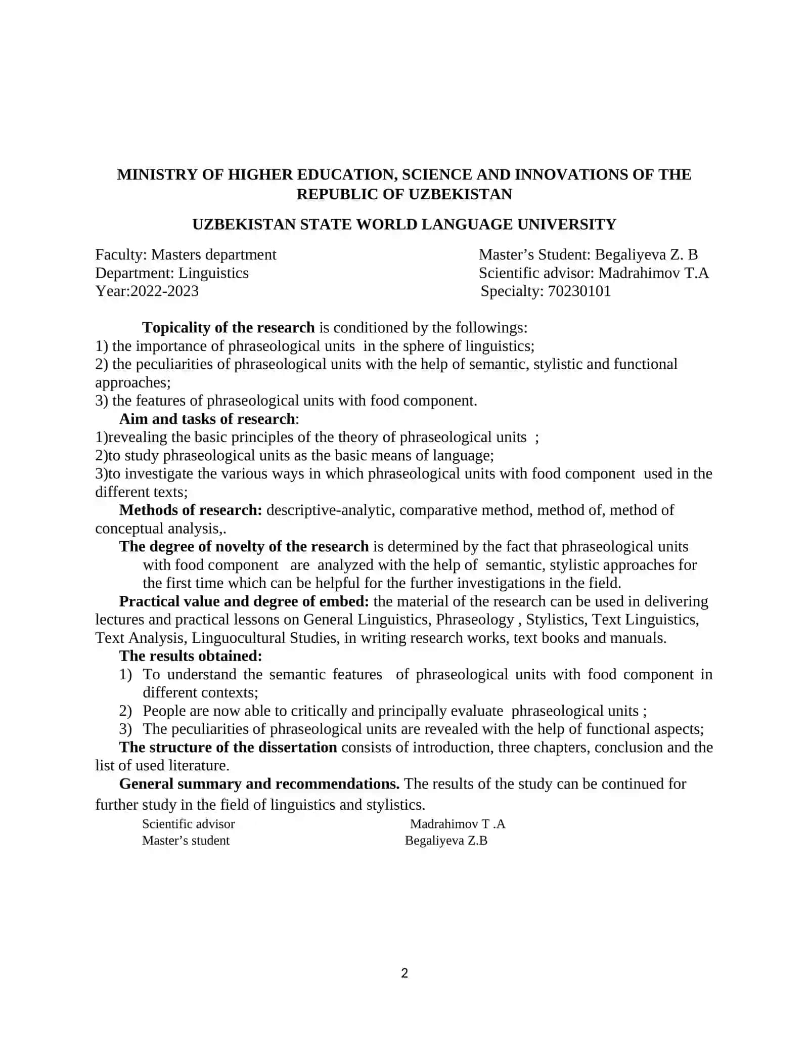 STRUCTURAL AND SEMANTIC PECULIARITIES OF PHRASEOLOGICAL UNITS WITH “FOOD” COMPONENT IN THE ENGLISH LANGUAGE 2
