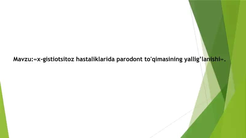 Parodont toʻqimasining yallig'lanishi haqida maʼlumotlar 2