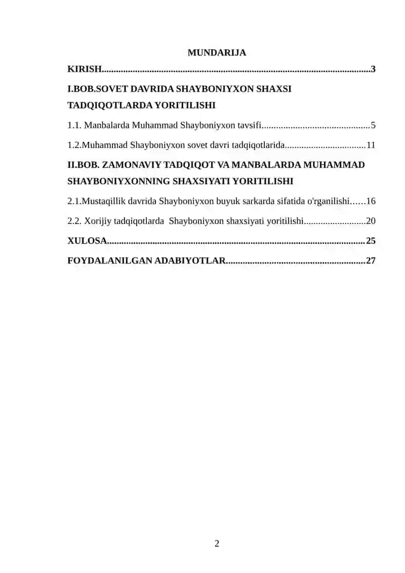 MUHAMMAD SHAYBONIYXON SHAXSINI O’RGANILISHI MASALALARI 2