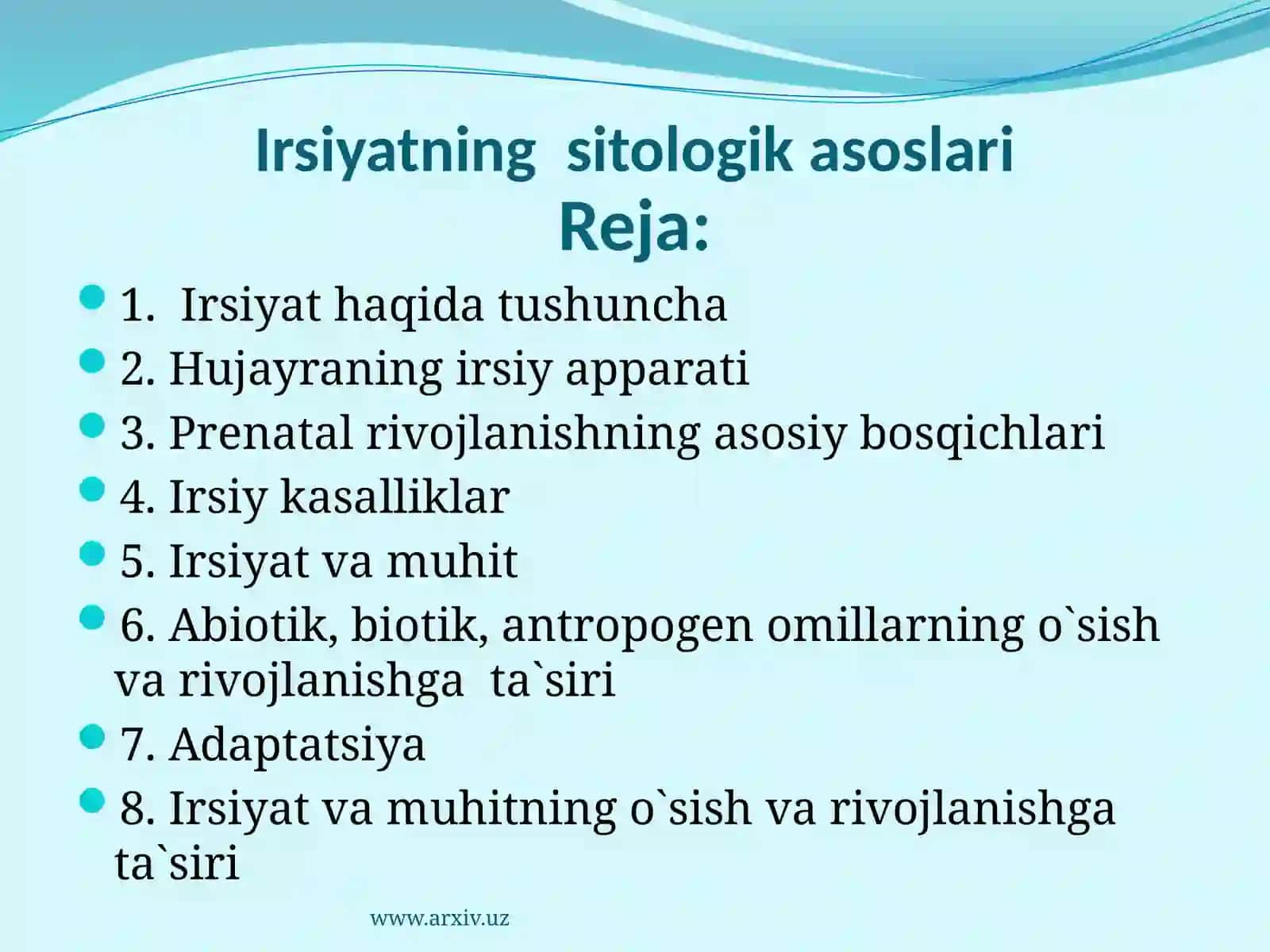 Irsiyatning sitologik asoslari 2