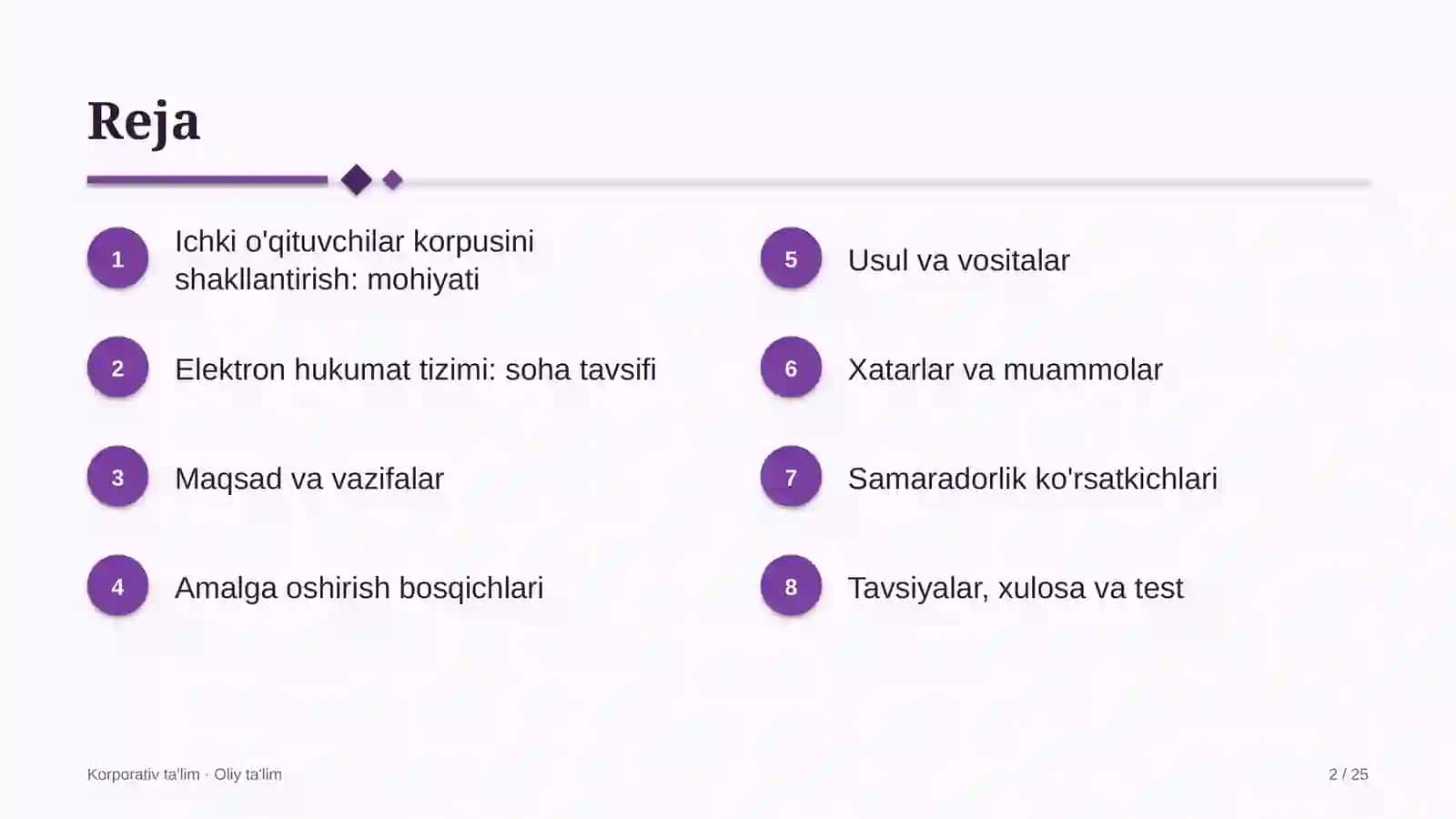 Elektron hukumat tizimida ichki o'qituvchilar korpusini shakllantirish 2