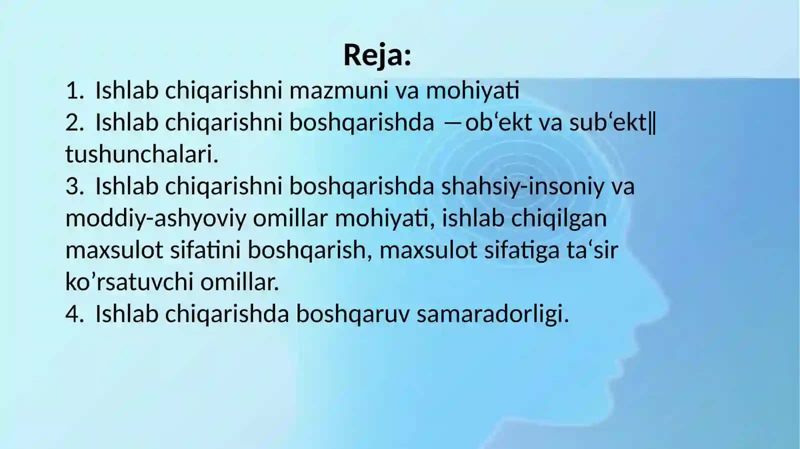 Ishlabchiqarishni boshqarish 2
