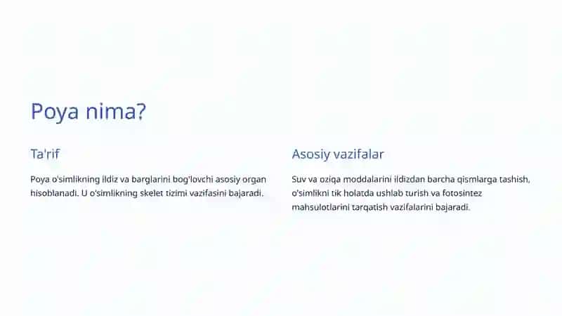 Poya va Uning Turlari: O'simliklarning Asosiy Tuzilishi 2
