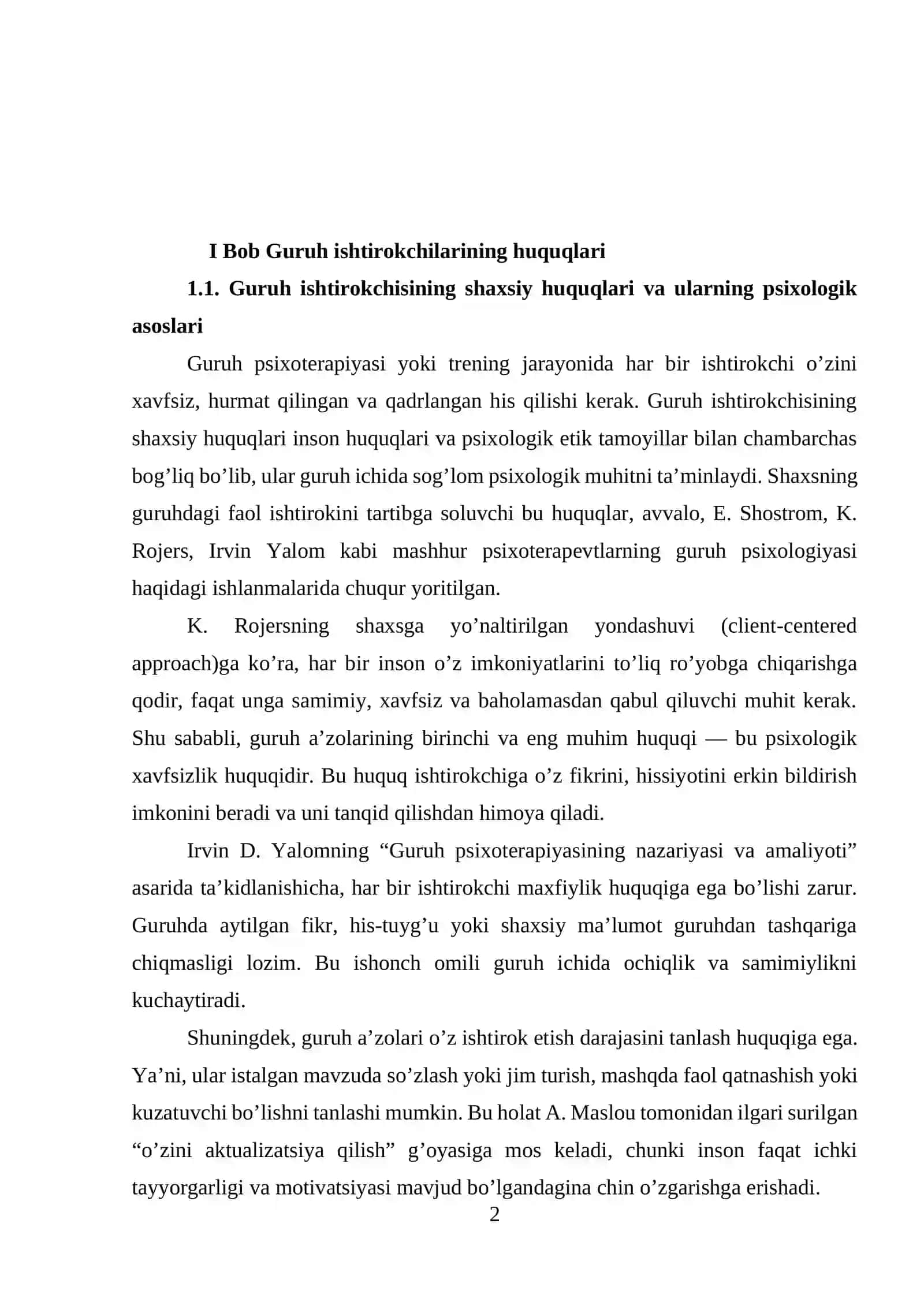 Trening nomi: “Men va mening guruhim” 2