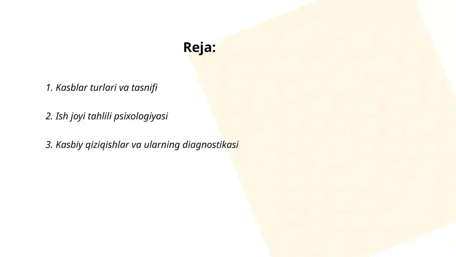 Kasblar va ularning klassifikatsiyasi 2