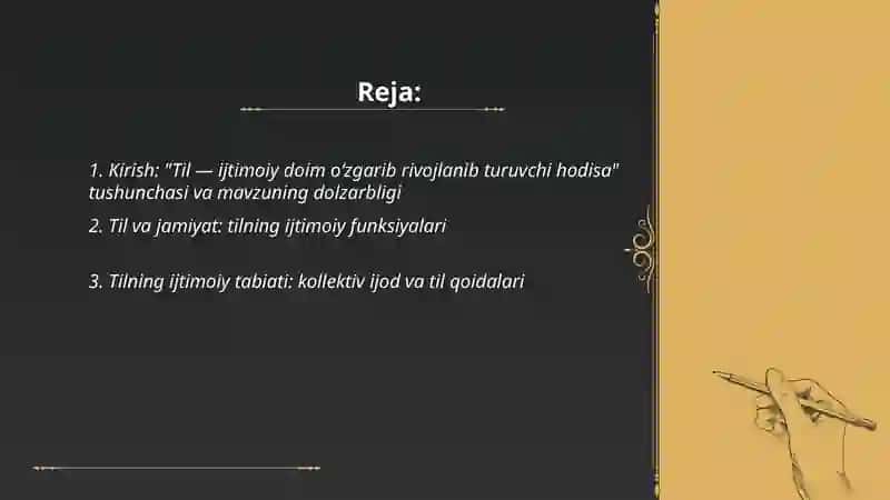 "Til — ijtimoiy doim oʻzgarib rivojlanib turuvchi hodisa" 2