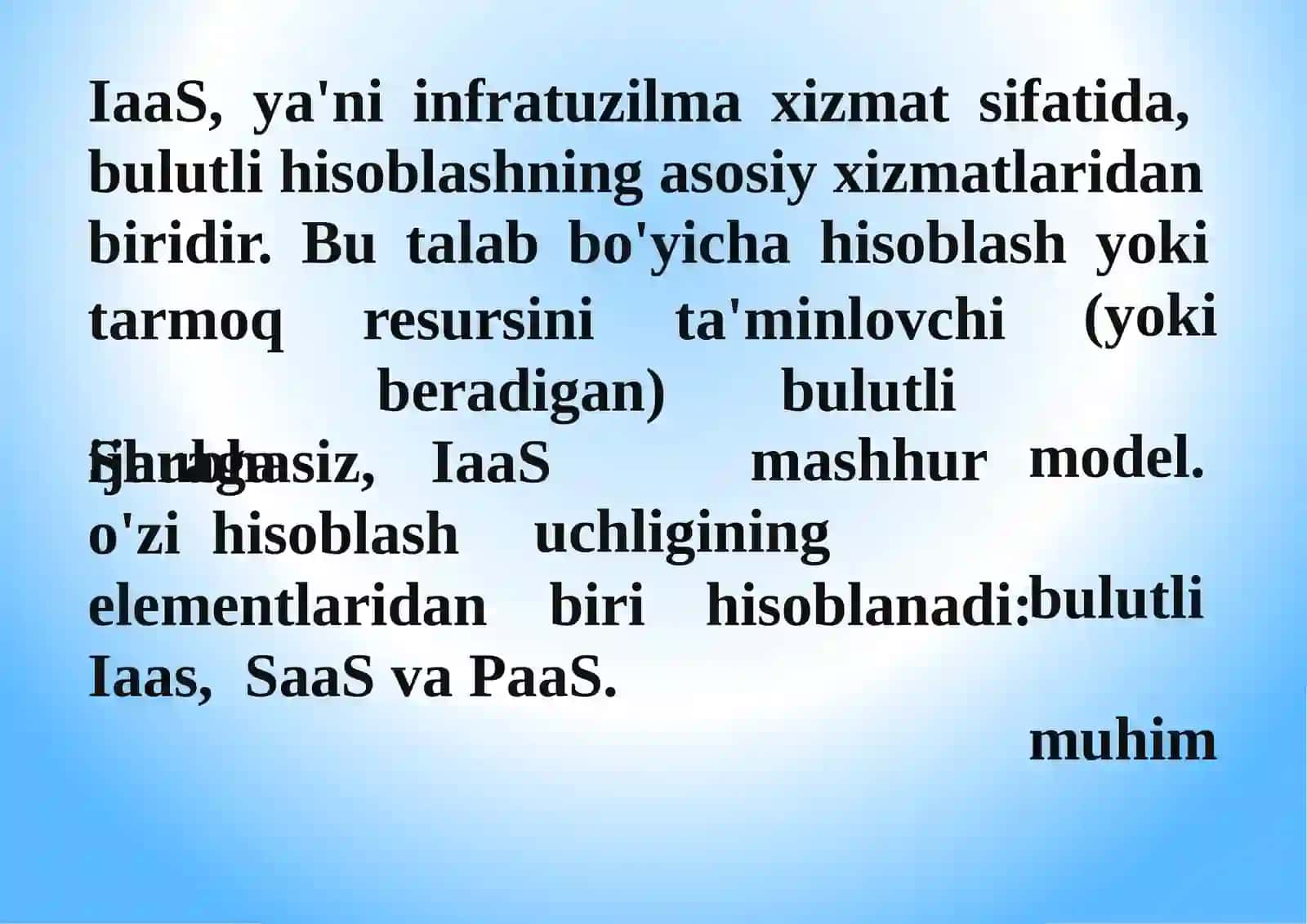 IAAS xizmatlari Reja 2
