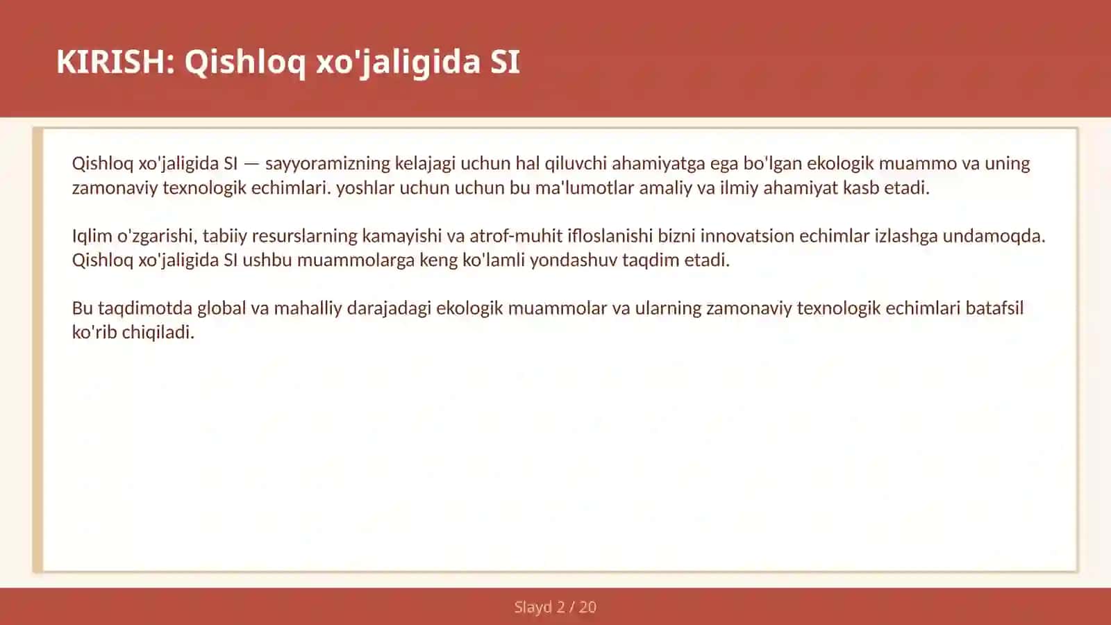 Qishloq xo'jaligida SI 2
