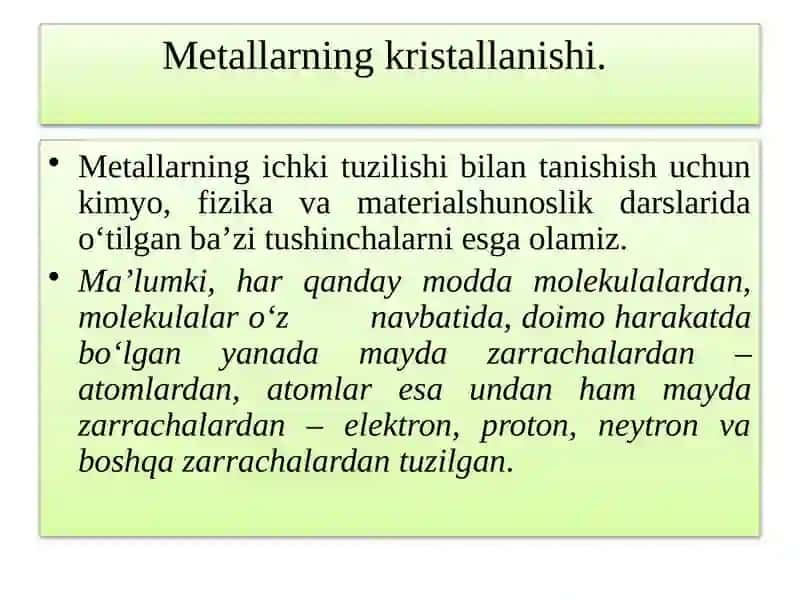 Metаlshunоslik аsоslаri 2