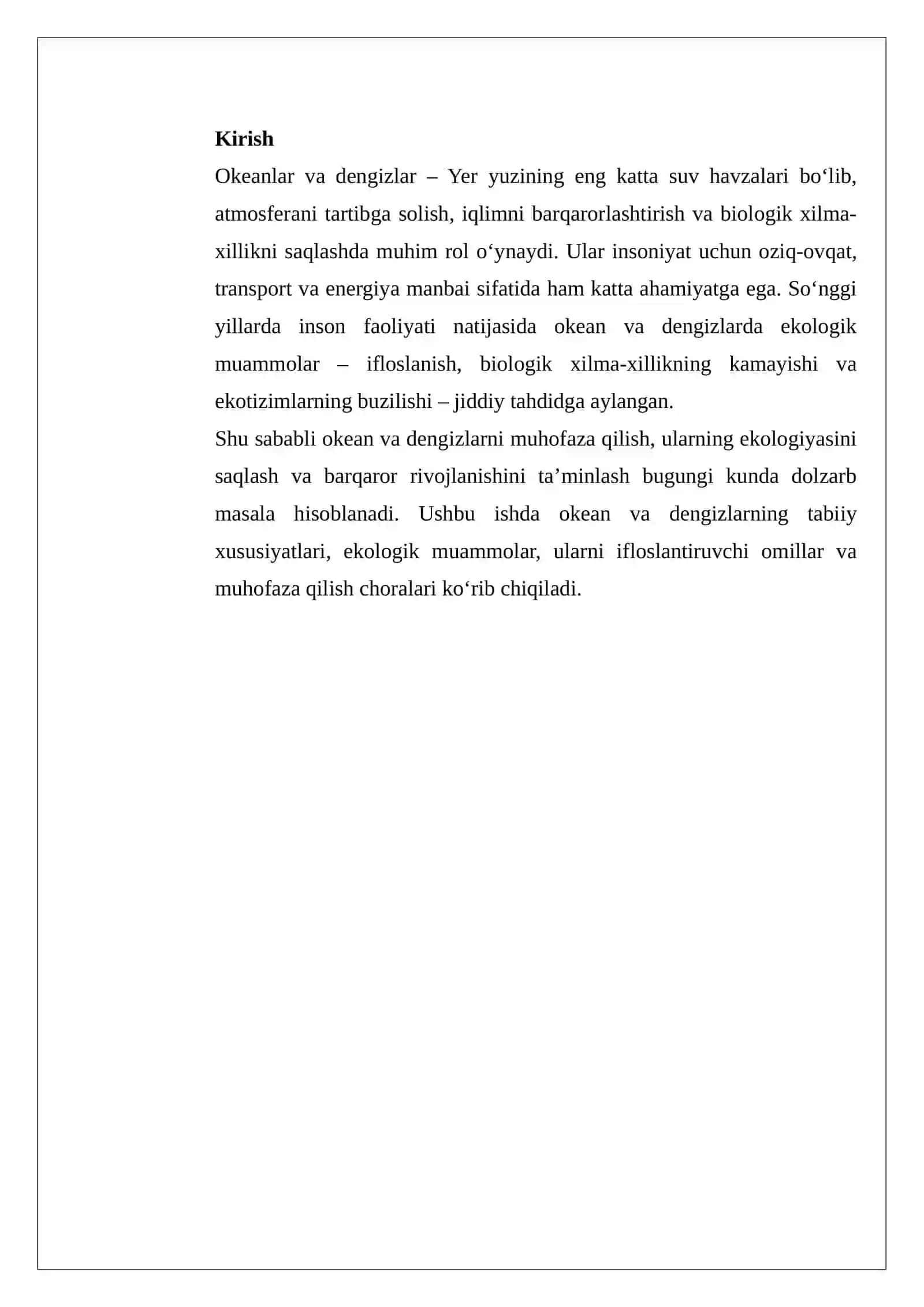 Okean va dengizlar ekologiyasi 2