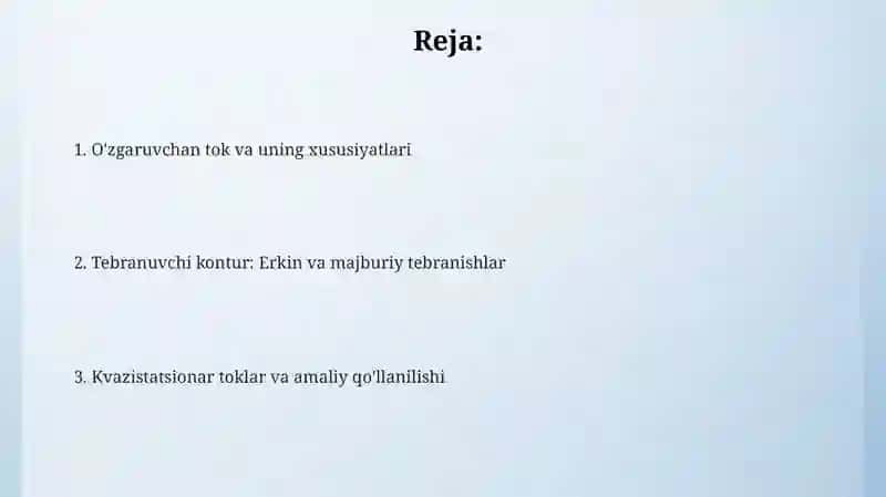 O'zgaruvchan toklar 2