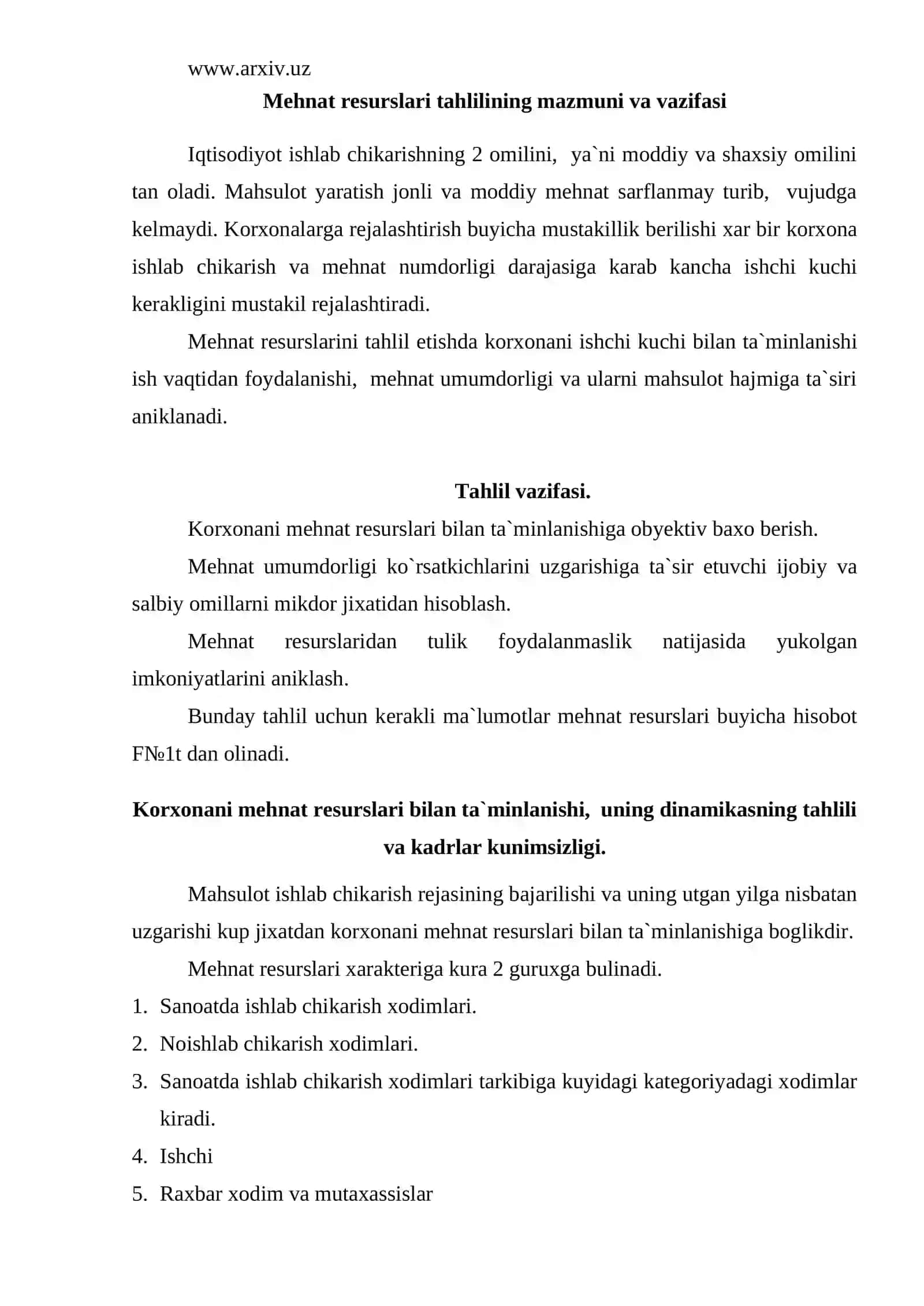 Mehnat resurslari tahlili 2