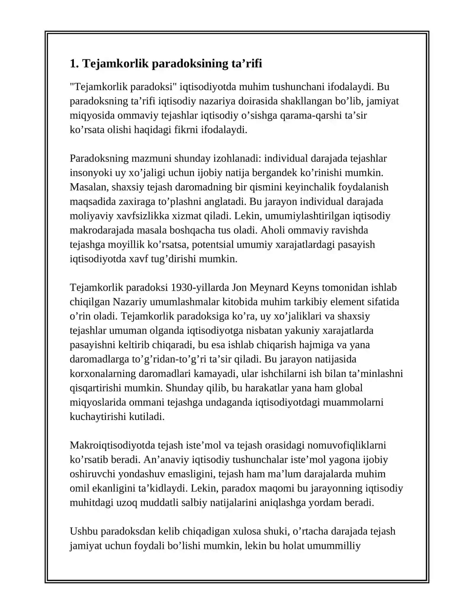 TEJAMKORLIK PARADOKSI 2