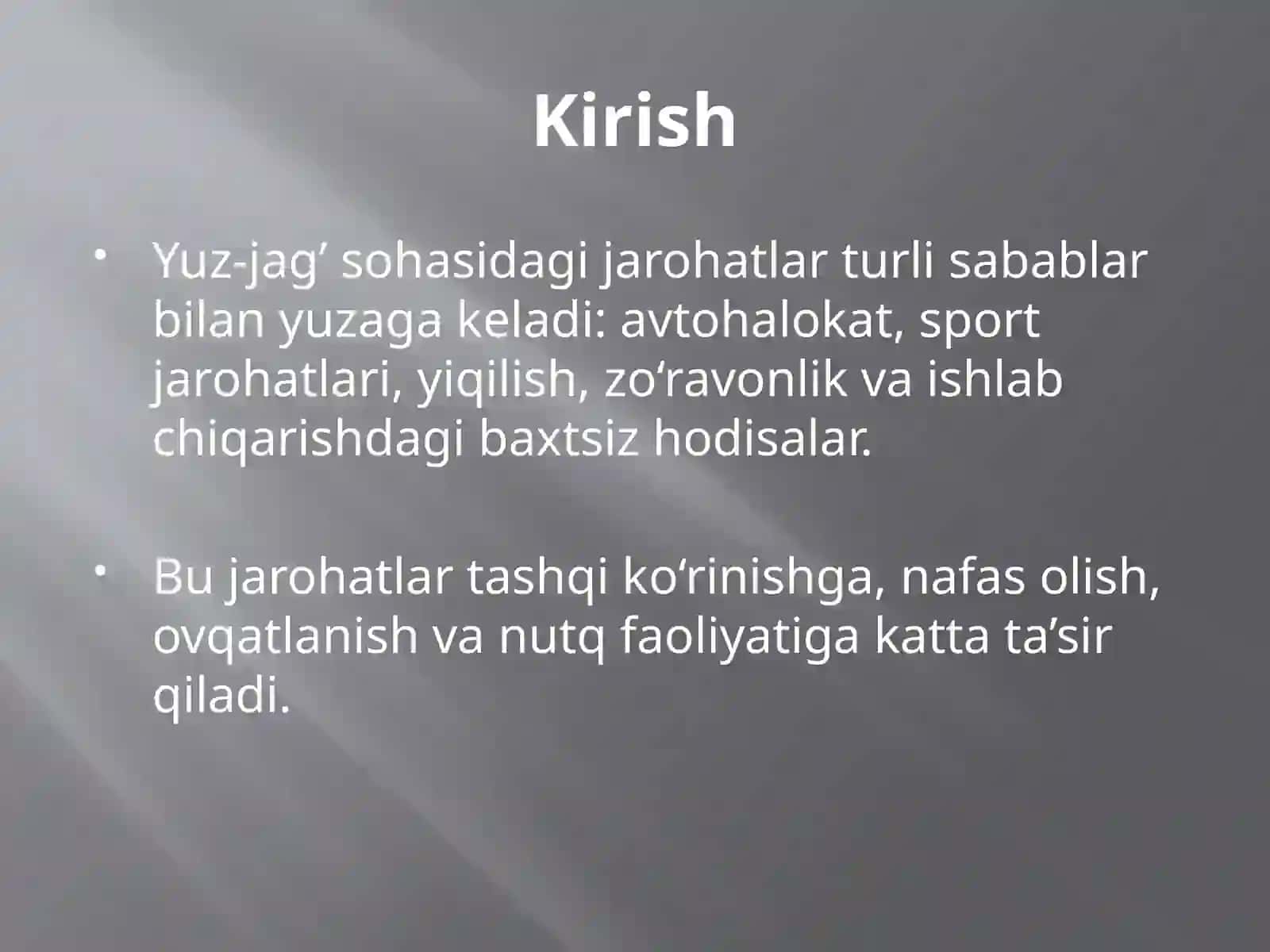 Yuz-jag' jarohatlari va uning asoratlari 2