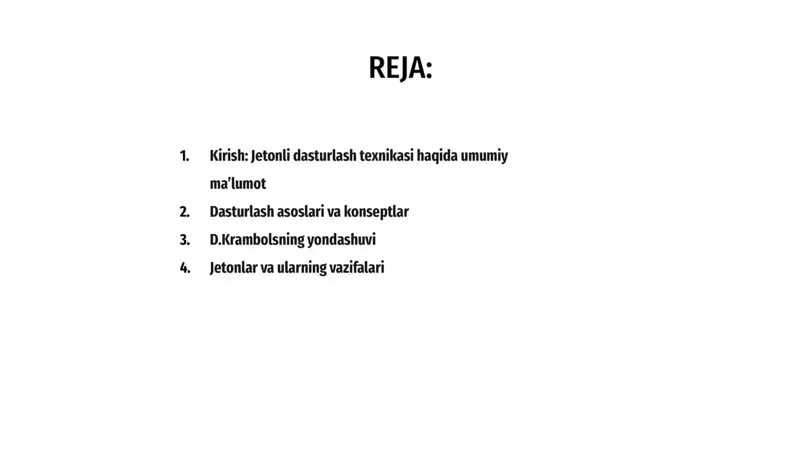 Jetonli dasturlash texnikasi D.Krambols 2